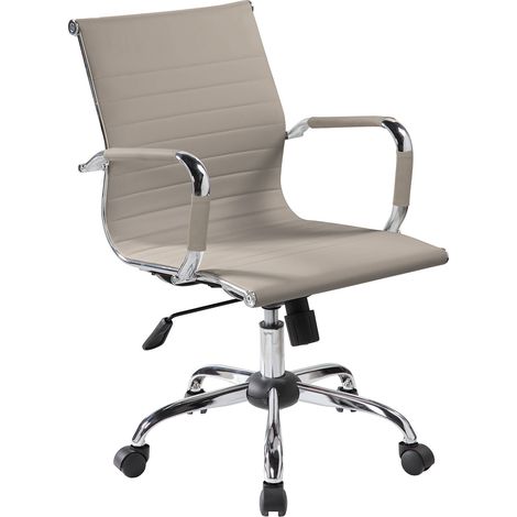 Poltrona da Ufficio Direzionale Dallas con Braccioli 54x62x92-102 cm in Pelle Sintetica Tortora (1/4)