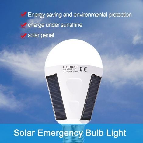 Solar-LED-Lampe, E27 IP 65, tragbare LED-Notlampe mit Haken (12W) (1/4)