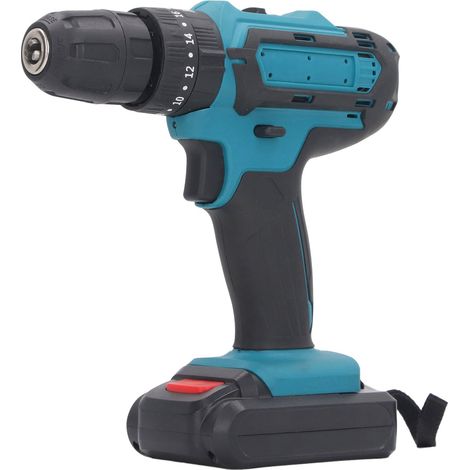 Perceuse sans fil 2 vitesses, mandrin sans clé 3/8 24 UNF, perceuse électrique portable avec 2 batteries, chargeur 100-240V prise UE (1/5)