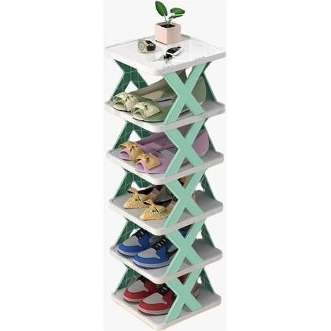 Shoe Cabinet, Shoe Rack – 6-Tier Shoe Organizer for Narrow Closets, Space-Saving Shoe Cabinet for Bedroom, Wardrobe, Hallway, Garage. (Light Blue) (1/5)