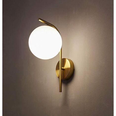 Lampe Murale De Créativité Moderne Avec Abat-Jour En Verre Boule, E27 Fini Doré Appliques Murales Luminaire Personnalité Montage Mural Lumière Pour Chambre Salon Couloir Art Mural (1/5)