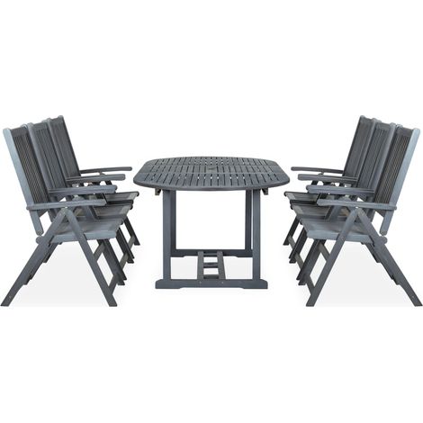 Maison Exclusive - Set da Pranzo da Giardino 7 pz Legno Massello di Acacia Grigio (1/5)