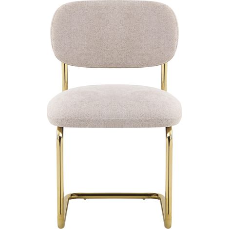 Lot de 4 chaises salle à manger tissu marron glacé, pied doré - ARC (1/5)