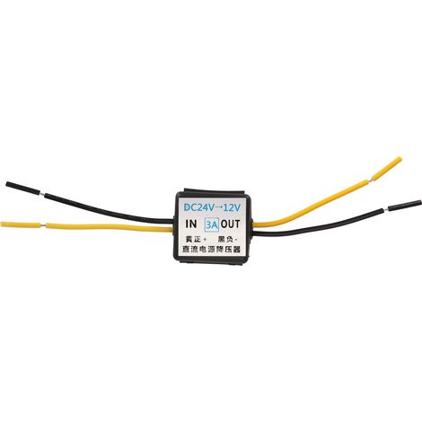 Convertisseur de tension DC 24V vers DC 12V 3A 36W boîtier ABS robuste haute sécurité pour voiture GPS écran LCD (1/5)