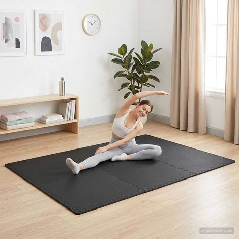 Tapis de sol puzzle fitness 54 pièces en mousse EVA noir, 4,86 m² - PANGIVO (1/5)