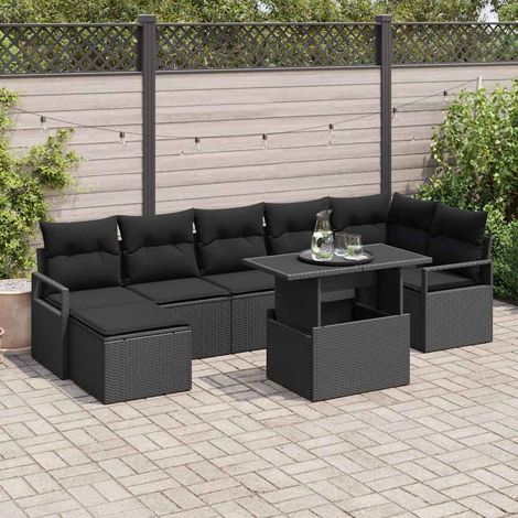 vidaXL Set Divano da Giardino con archiviazione 8 pcs Nero polyrattan (1/5)