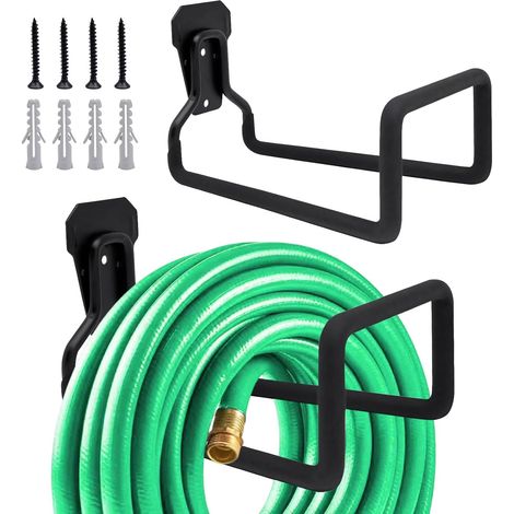 Soporte para manguera de jardín de 2 piezas: carrete para manguera, ganchos de pared de metal resistentes para jardín, garaje y patio. (1/5)