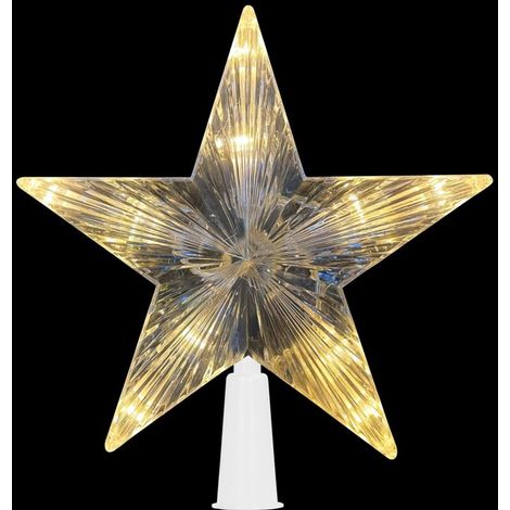 Décoration d'étoile d'arbre de Noël, lumière d'étoile d'arbre de Noël à batterie, adaptée aux fêtes intérieures et extérieures, carnaval de vacances en famille (18 cm blanc chaud) (1/5)