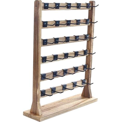 Soporte para exhibición de pendientes, organizador colgante de 6 niveles con ganchos, soporte de exhibición decorativo, bandeja con base de madera, torre de joyería, colgador de collares.