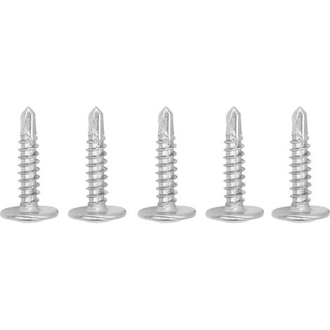 100 vis autotaraudeuses à tête fraisée ronde, avec rondelles intégrées en acier inoxydable, lot de 100 pièces 4,2 x 19 mm pour fixation métal et bois