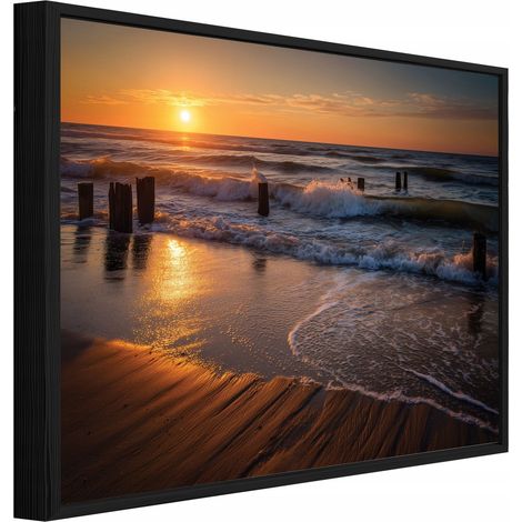 Tableau sur toile avec cadre noir – Paysage naturel en bord de mer – 60 x 40 cm (1/5)