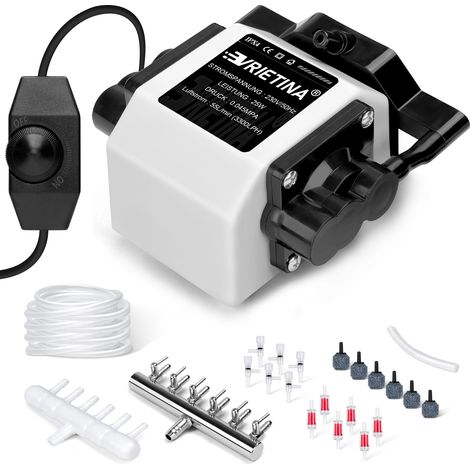 3300L/H 25W Pompe à Air pour Aquarium avec 6 Sorties Bulleur Jusqu'à 50000L Pression 45kPa Réglable Aérateur Pompe à Oxygène Puissante Silencieuse pour Jardin Bassin (1/5)