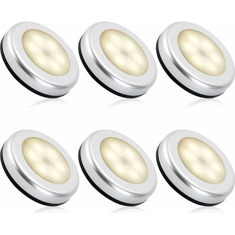 Veilleuse detecteur de mouvement intérieur,lampe led detecteur de mouvement pile pour escaliers, Eclairage LED Placard Armoire Couloir chambre enfant Auto ON / OFF Adhésif (6pcs,blanche chaude) (1/4)