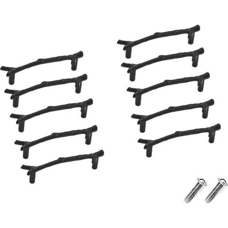 Lote de 10 tiradores de cajón vintage de aleación de zinc para armario, cajón, casa de campo, cabaña (96 mm, negro) (1/5)