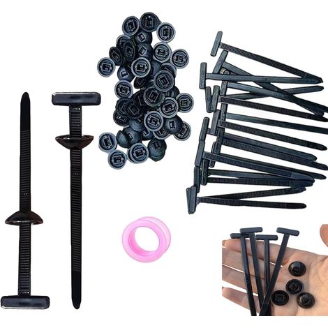 100PCS Nylon Universal Cable Tie Buckle, Heavy Duty Self-Locking Nylon Zip Ties Holder, Multipurpose Plastic Cable Ties Tool UV Resistant Black Zipties Straps for Car Daily Repair (20Pcs) (1/5)