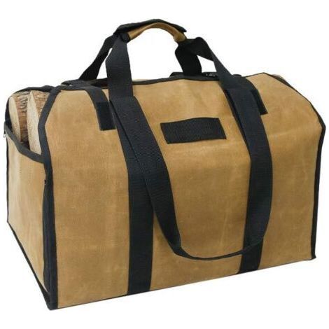 Sac de Transport pour Bois de Cheminée - Robuste avec Poignées et Sangle de Sécurité pour Camping et Intérieur - Support en Bouleau, Marron (1/5)
