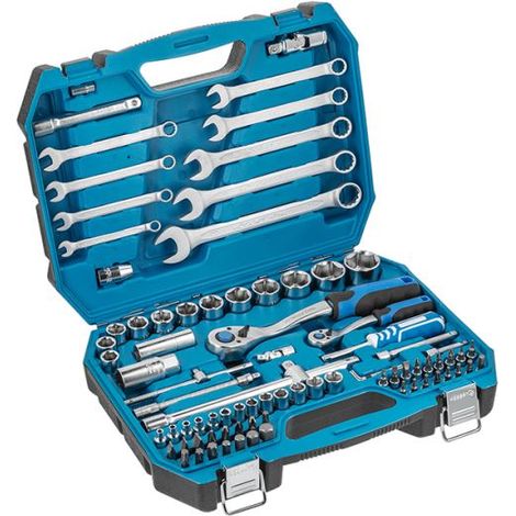 Högert Technik - Cassetta Attrezzi, Set Attrezzi, Valigetta Attrezzi, Kit Attrezzi, Chiavi a Bussola, Punte e Accessori, Acciaio Cr-V, Meccanismo a Cricchetto con 72 Denti - HT1R425, 85 Pezzi