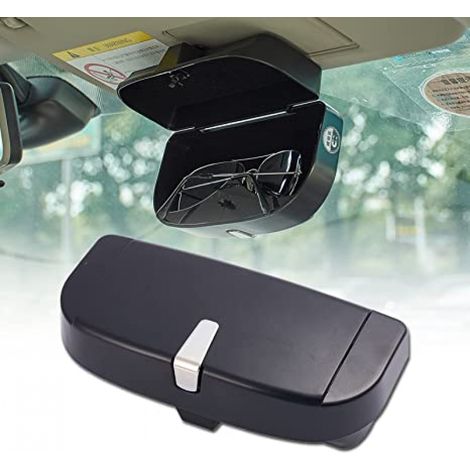 Pare-soleil de voiture noir, étui à lunettes, support pour lunettes de soleil, clip, boîte, organisateur de voiture pour lunettes de soleil, support avec clip pour carte de ticket (1/5)