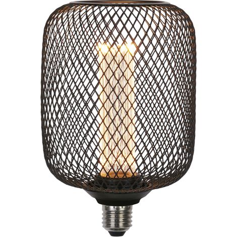WIRE MESH EFFECT DRUM Ampoule LED deco metal Noir effet grille tambour E27 240V 3.5W 120lm 1800K (1/4)