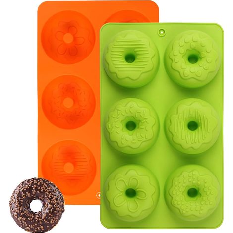 Moule À Donuts En Silicone - 27.3 X 16.5 Cm - Résistant À -40 °C À 230 °C - Pour Four Micro-ondes Réfrigérateur Lave-vaisselle - 2 Pièces (1/5)