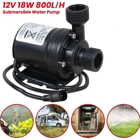 Pompe à eau solaire sans balais 12 V (30 W, 800 l/h, 18 V CC, silencieuse) pour jardin, piscine, bassin, abreuvoir à oiseaux, cascade et fontaine décoratives extérieures. (1/5)