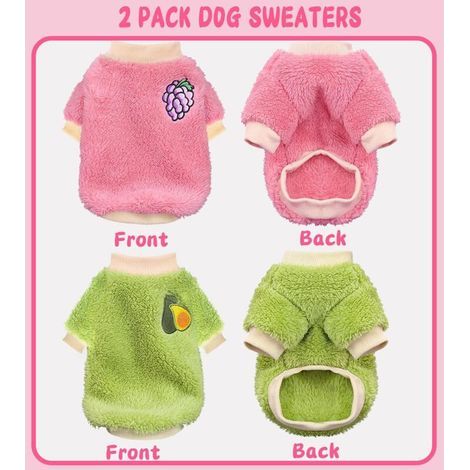 Welpenpullover – Geeignet für kleine Hunde, leicht an- und auszuziehen, wärmt im Winter (Größe XL) – 2er-Pack, rosa + grün (1/5)