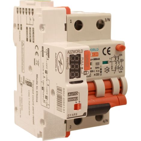 RCBO Interruttore Magnetotermico Differenziale Con Riarmo Automatico, Tipo A - SI Curva C 2P Veri 3M 6000A 300mA, AC 230V IP20 PL8M2, 3 Tentativi (10s/60s/300s), Corrente Disponibili 6A 10A 16A 20A 25