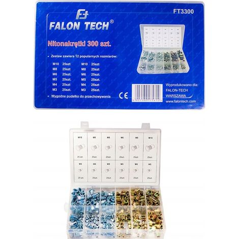 Set di dadi a rivetto misti M3-M10, 300 pezzi