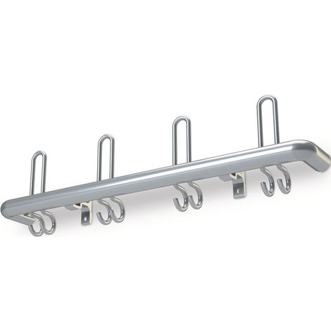 Wandgarderobe Aluminium F2 8 Hut-/16 Mantelhaken Länge 1600 mm Hakenabstand 20 (1/2)