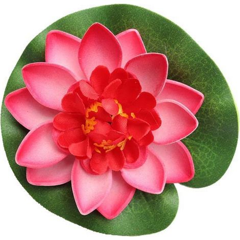 Lot de 10 décorations de nénuphars artificiels en mousse rose, fleurs décoratives pour bassin et vitrine (1/5)
