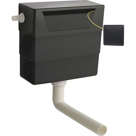Nuie Front and Top Access Concealed Toilet Dual Flush Cistern with Black Flush Plate (1/4)