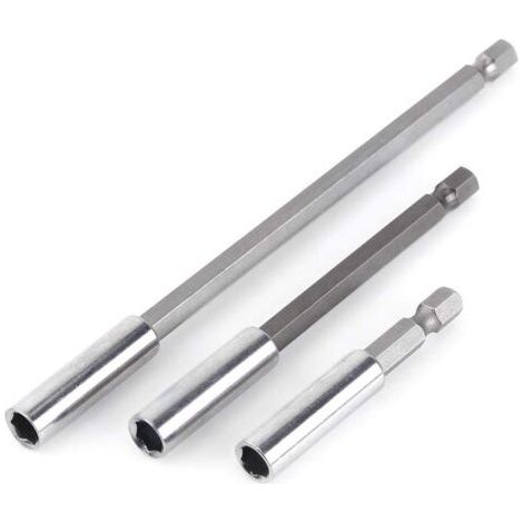 3Pcs Tige d'Extension Magnétique pour Foret Electrique Embout Hexagonal Foret Magnétique Support d'Extension de Foret de 1/4 Hexagone Longeur 75/100/150mm (1/5)