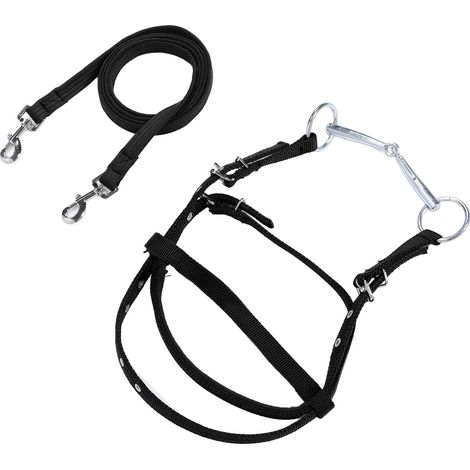 Rênes de bride en nylon élégantes et réglables pour chevaux, noir, taille L (pour chevaux d'une hauteur au garrot de 1,3 mètre et plus). (1/5)
