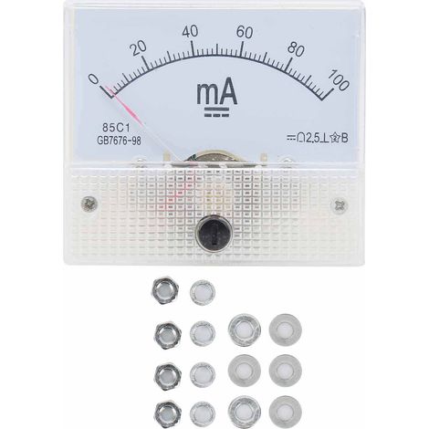 Ampèremètre DC 85C1-A 0-100mA - Installation encastrée pour tableau électrique et banc de test (avec vis et joints) (1/4)
