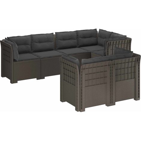 7-Seater Garden Sofa with Cushions Rattan Look PP Light Grey vidaXL (1/5)