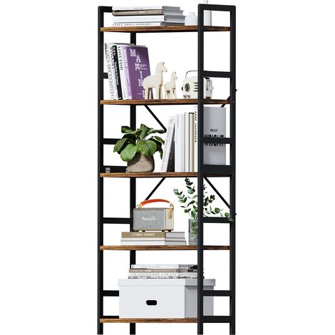 Étagère à livres haute à 5 niveaux en bambou, bibliothèque de rangement multifonction, étagère pour chambre à coucher, organisateur de salle de bain, support de plantes (1/5)