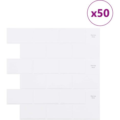 vidaXL Azulejo de metro 50 uds. Blanco 30 x 30 cm Poliuretano y PET (1/2)