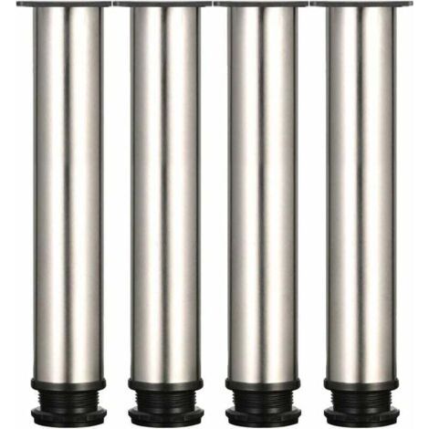 QORVA-4 Pieds Réglables 300 mm De Hauteur épaissir les pieds d'armoire Pieds de table Pieds de meubles, Acier inoxydable brossé, Hauteur réglable 0-15 mm Venez avec des vis en acier inoxydable-Fei Yu (1/4)