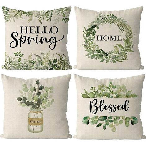 Filiyano – oreiller 45 x 45 – Ensemble de 4 taies d'oreiller 45 x 45 cm, motif floral champêtre, pour la décoration de votre canapé ou de votre (1/5)