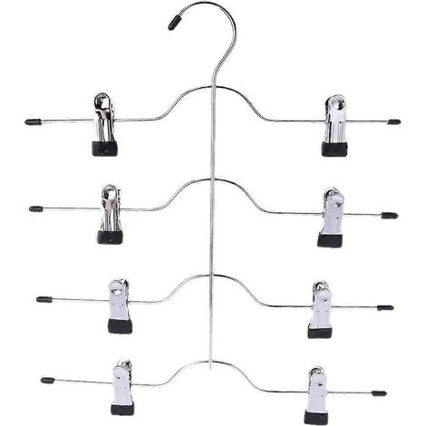 Multifunktionaler 4-lagiger Hosenbügel aus Edelstahl mit 8 Clips