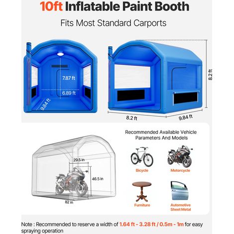 Cabine de Peinture Gonflable de 3 x 2,6 x 2,6 m, Tente de Pulvérisation pour Voiture avec Ventilateur de 550 W et Système de Filtra… (1/5)