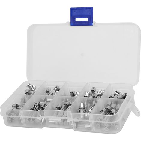 100-teiliges Universal-Sicherungsset aus Glasrohren (5 x 20 mm) für 0–250 V, 0,2 A bis 20 A (1/5)