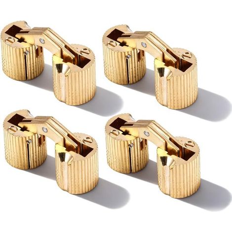 Cerniere a cilindro invisibili, set da 4, in ottone di alta qualità, cerniera a 180°, a scomparsa, per ante di armadi, portagioie, tavoli pieghevoli, scatole per vino. (1/5)