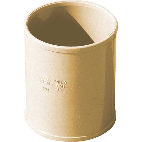 First Plast – Manchon PVC double femelle pour tube de descente Ø80 mm – Couleur sable – Assemblage par collage – Raccord étanche pour gouttière