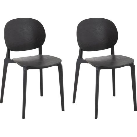 Chaises de salle à manger noires style japandi (lot de 2) - YUMI (1/5)