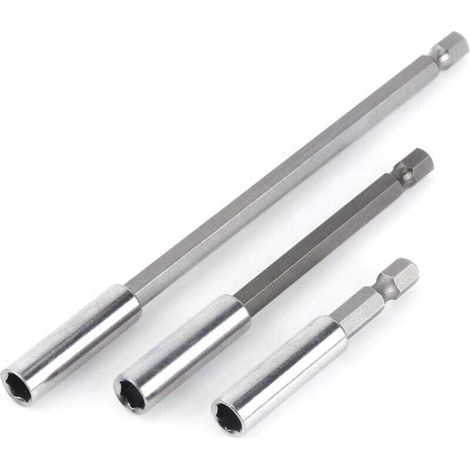 3pcs 1/4" Tige Porte Embouts Magnétique Extension de Vissage Rallonge Perceuse Électrique Tournevis Extension pour Foret Electrique (1/4)
