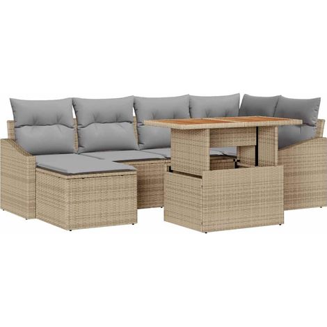 Maison Exclusive - Set Divano da Giardino 7 pz Beige Poly Rattan (1/5)
