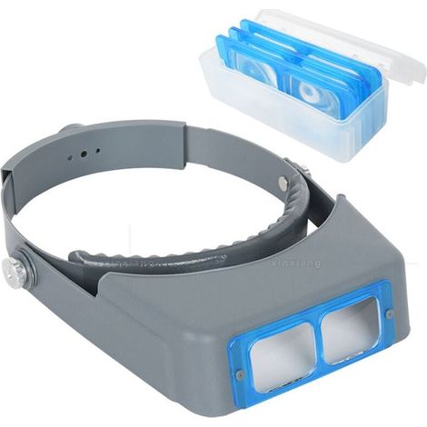 Loupe frontale professionnelle à double lentille - Loupe à bijoux - Visière de lecture - Loupe binoculaire en verre opitcal avec grossissement 1,5 x 2 x 2,5 x 3,5 x pour réparation, travaux manuels