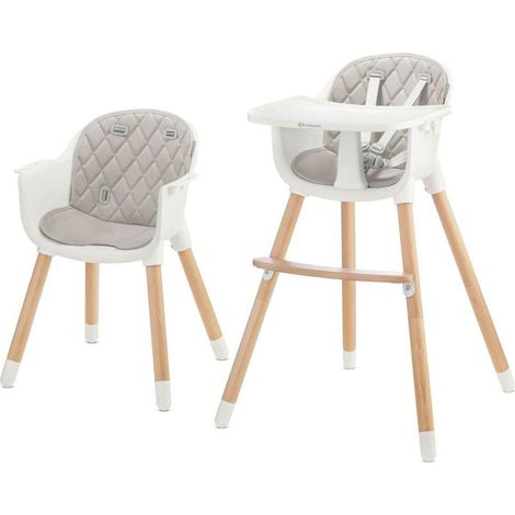 Kinderkraft Chaise Haute Bébé SIENNA, Plateau Amovible, 2 en 1, Chaise Enfant, Gris (1/3)