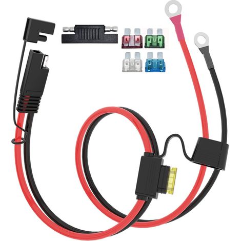 Câble de raccordement Sae - 10 AWG - SAE vers cosse annulaire SAE - Rallonge avec fusibles 10 A, 15 A, 20 A, 25 A, 30 A - Pour batterie de moto et voiture (0,6 m/2 FT) (1/5)